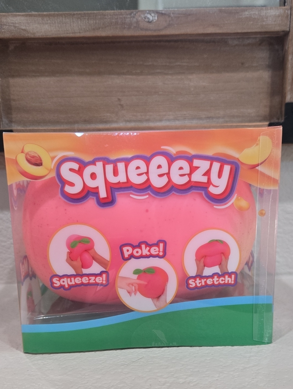 New Squeeezy Pink Peach Squishy Toy - Squeeze, Poke & Stretch